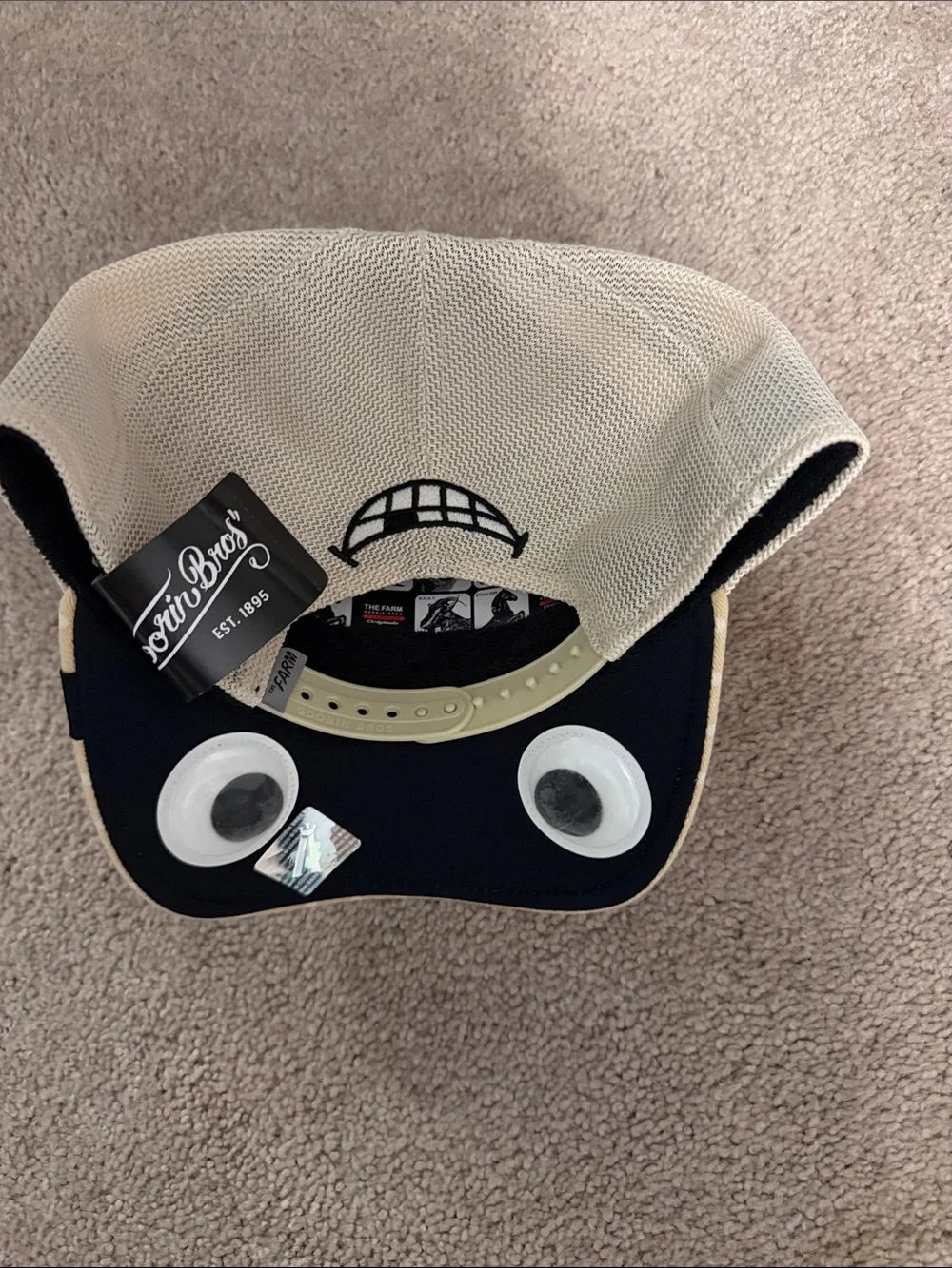 Fish Patch Trucker Hat in Cream Polka Dot - Unbranded